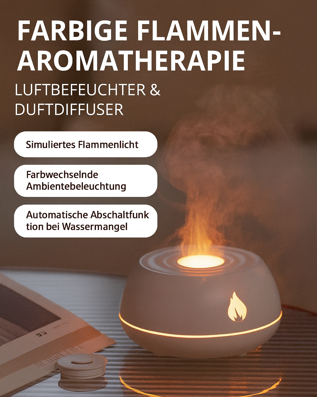 Aroma Flame Diffuser- 7 Farb LED
